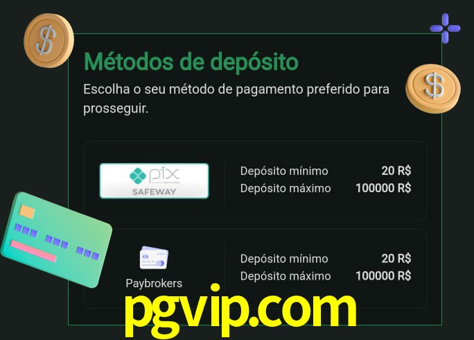 O cassino pgvip.com oferece uma grande variedade de métodos de pagamento